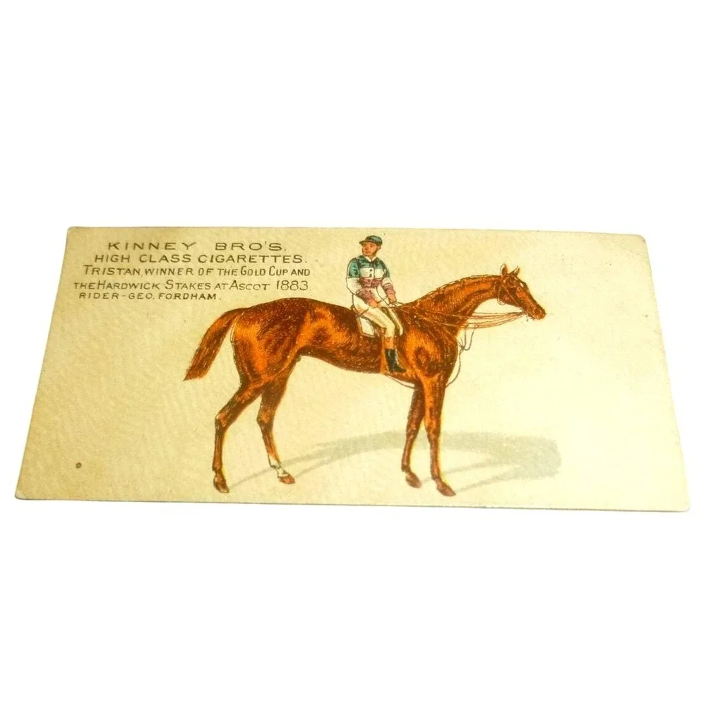 Antique Kinney Bro's Tobacco Card Tristan Horse Ascot 1883 Winner Geo Fordham‎